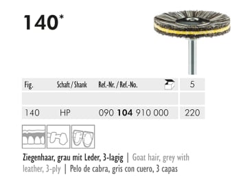 Brosse de polissage dentaire 140 HP 220 brosse à polir (Goat hair, grey with leather, 3-ply) img