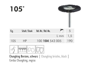 Brosse de polissage dentaire 105 HP 190 brosse à polir (chungking bristles, black) img