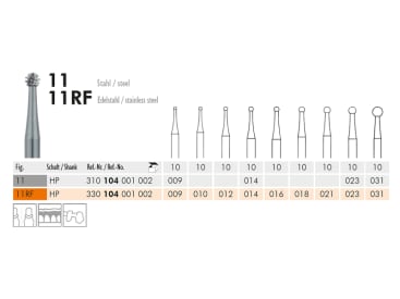 Fraises 11 (RF) instrument en acier img