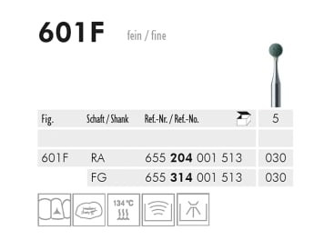 Polijstpunten voor tandheelkundige procedures 601 F slijppunt (green, fine) img