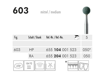 Pointes de polissage dentaire 603 abrasif (green, medium) img