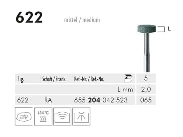Polijstpunten voor tandheelkundige procedures 622 RA slijppunt (green, medium) img