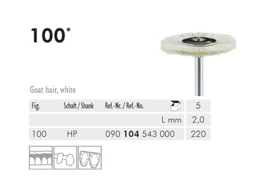 Brosse de polissage dentaire 100 HP 220 brosse à polir (goat hair, white) img