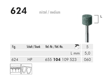 Polijstpunten voor tandheelkundige procedures 624 HP slijppunt (green, medium) img