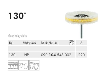 Brosse de polissage dentaire 130 HP 220 brosse à polir (goat hair, white with leather, 3-ply) img