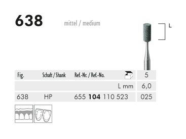 Pointes de polissage dentaire 638 HP abrasif (green, medium) img