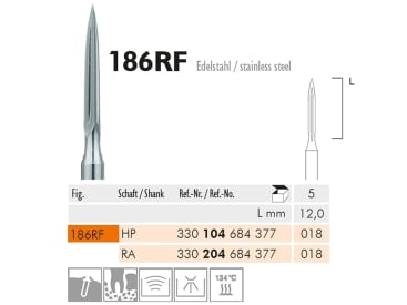 Fraises en acier 186 RF instrument en acier chirurgical img