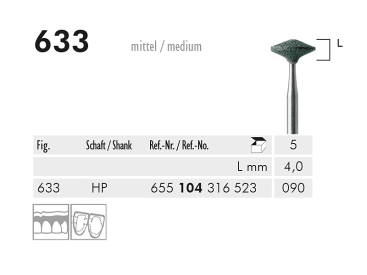 Polijstpunten voor tandheelkundige procedures 633 HP slijppunt (green, medium) img