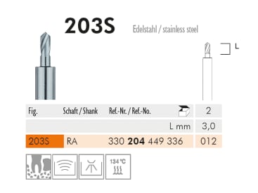 Fraises en acier 203 S CA 012 instrument en acier chirurgical img