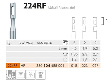 Fraises en acier 224 RF instrument en acier chirurgical img
