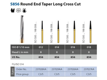 Fraises en carbure pour dentistes Diatech S856 instrument carbure img