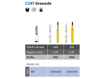 Klinische Dentale Hardmetaalboren Diatech C247 Grenade img