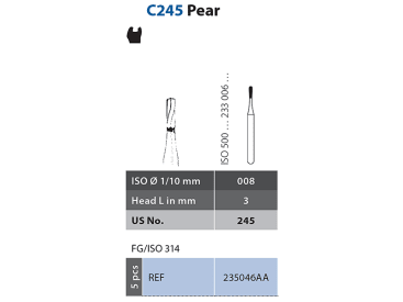Klinische Dentale Hardmetaalboren Diatech C245 Pear FG 008 hardmetaalboor img
