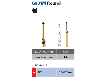 Professionele diamantboren voor tandartsen Diatech G801M Round F FG 009 diamantinstrument img