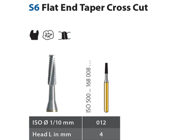 Klinische Dentale Hardmetaalboren Diatech Speedster S6 Flat End Taper Cross Cut FG 12 hardmetaalboor img