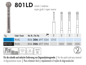 Professionele diamantboren voor tandartsen 801LD diamantinstrument  img