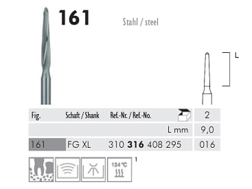 Fraises en acier 161 FG XL 016 instrument en acier chirurgical img