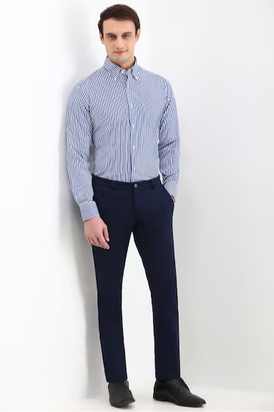 Men Regular Fit Striped Full Sleeves Formal Shirt - Image 2