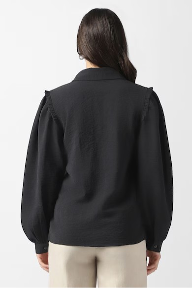 Women Black Solid Long Sleeves Casual Shirt - Image 3