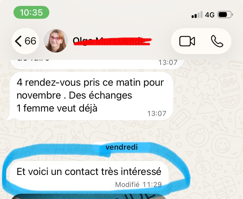 Message WhatsApp — retour prospect
