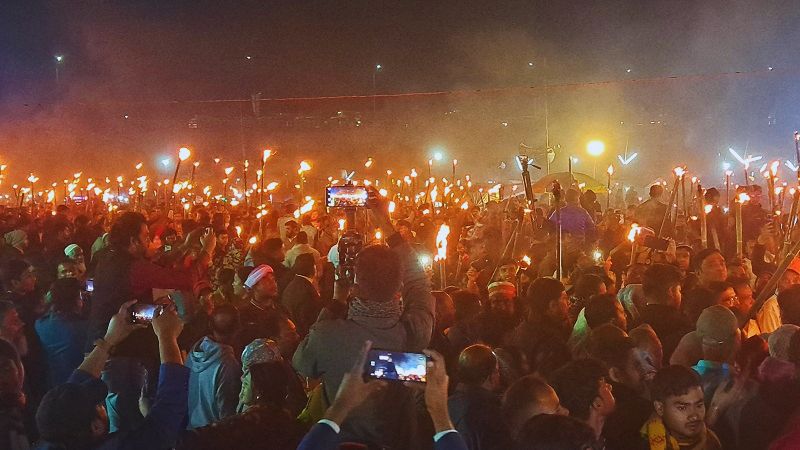 Thousands Light Torches Along Teesta River, Demanding Immediate Launch of Mega Project