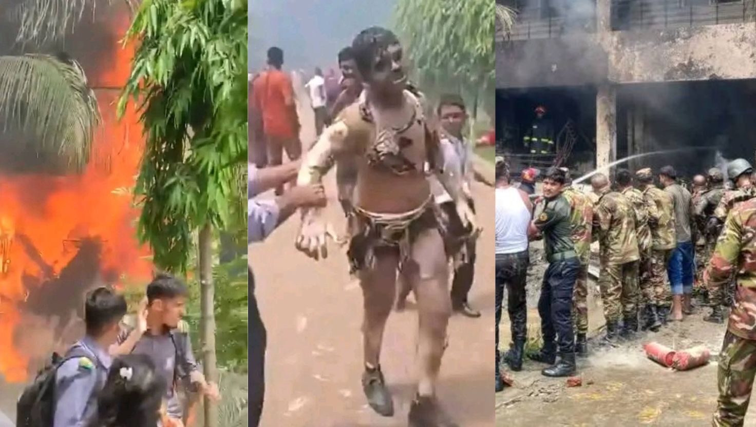BAF Trainer Jet Crashes into School in Dhaka, Rescue Operations Underway