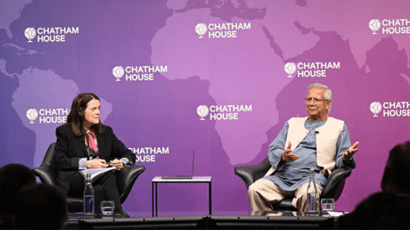 Yunus Warns of Rohingya Youth ‘Explosion’ Amid Aid Cuts at Chatham House