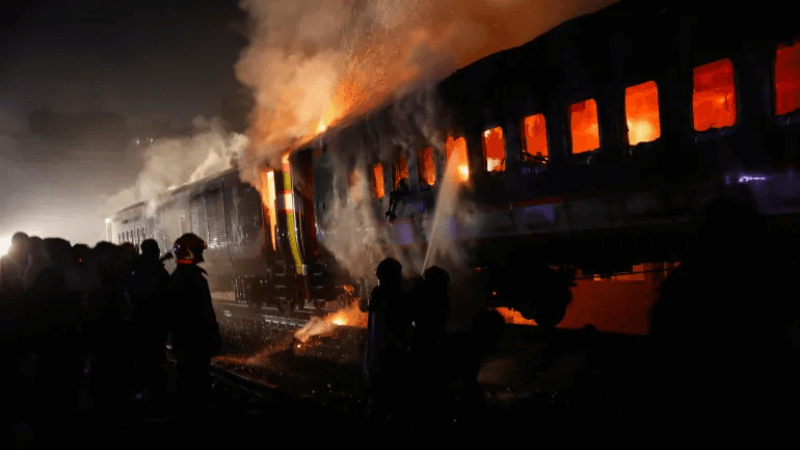 Four killed, many seriously injured in Bangladesh train fire before elections