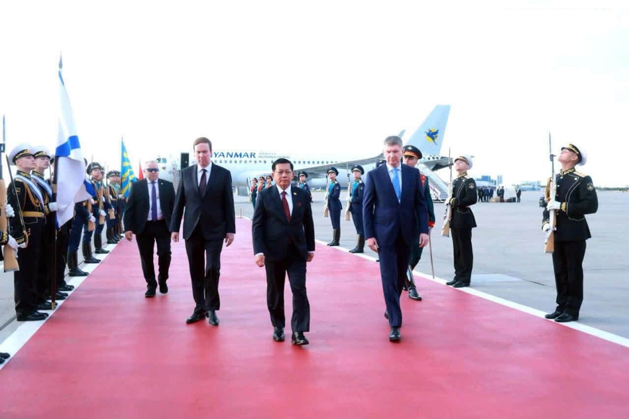 Myanmar President Min Aung Hlaing Arrives in Moscow for Talks with Putin