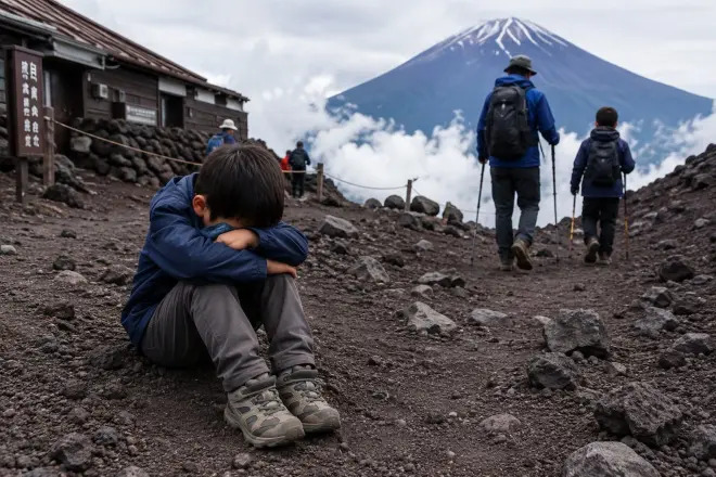 Japanese man leaves 7-year-old child for hours to climb Mount Fuji