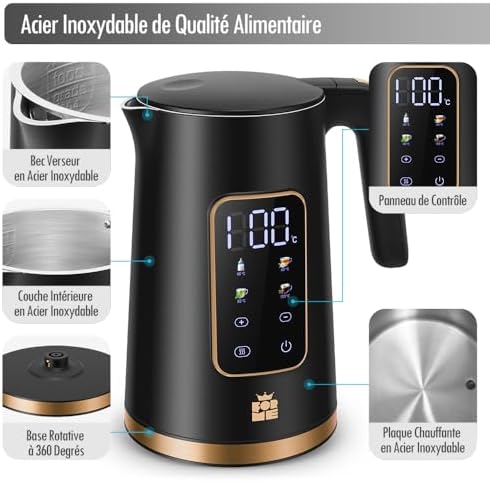 Vue 3 de Forme Bouilloire Electrique Inox