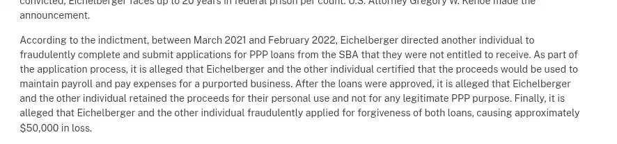 Details on the fraud the pastor carried out.
Source: DOJ