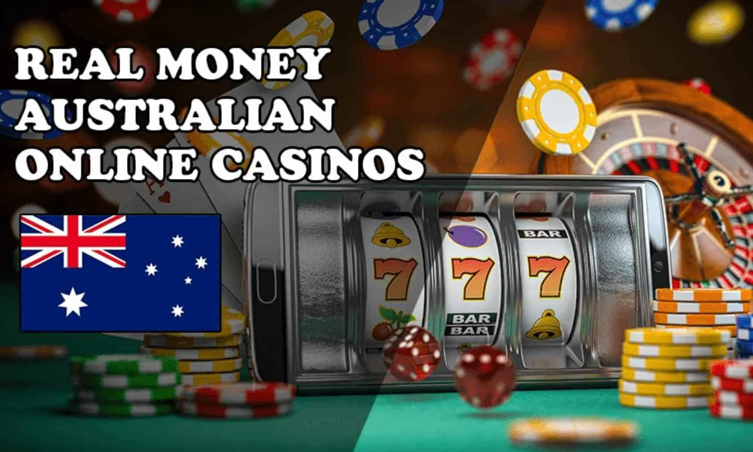 A collage showing popular Australian online casino interfaces and logos