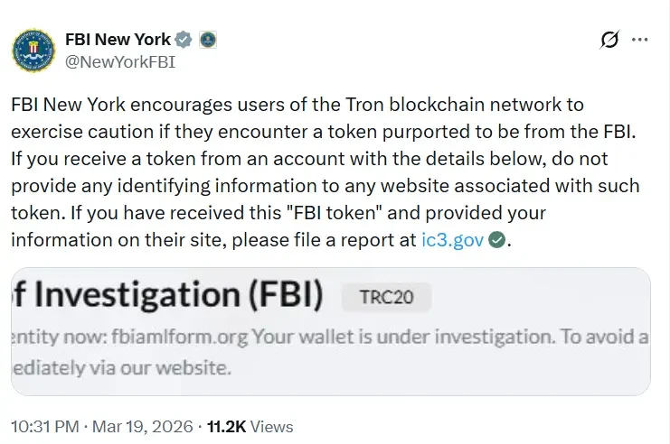 Tweet about the warning by FBI