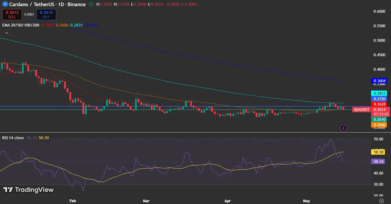 Cardano Price Holds Above $0.25