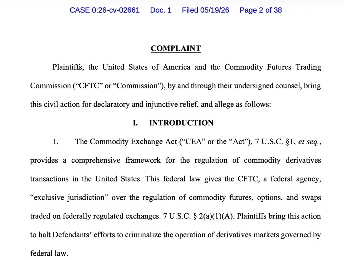 CFTC Minnesota lawsuit filing
