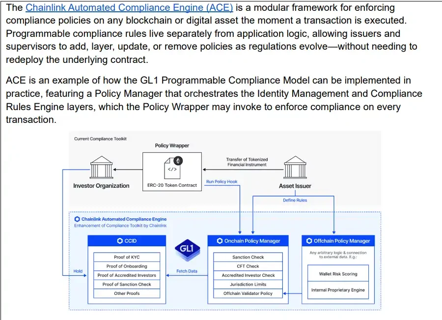 Chainlink ACE supports modular compliance frameworks