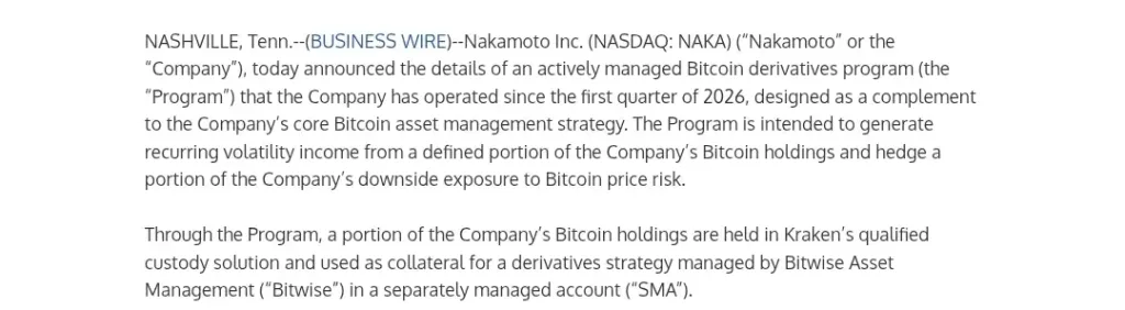 Details of Nakamoto's new Bitcoin strategy.
Source: businesswire