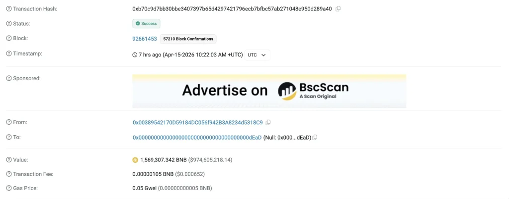 BNB Chain Quarterly Burn