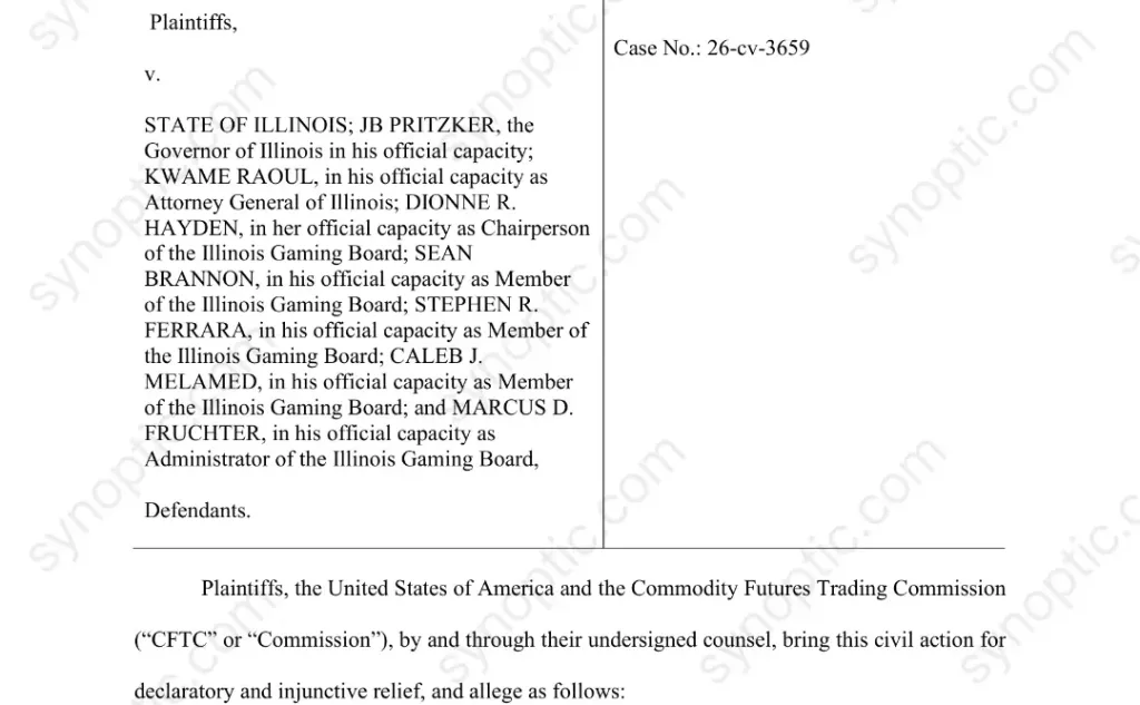 The lawsuit filed by the United States Government against Illionios.
Source: cloud.synoptic.com