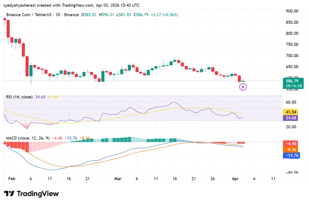BNB RSI and MACD chart