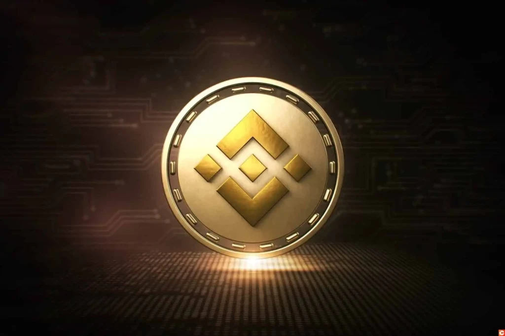 BNB coin logo on a dark background representing the Binance ecosystem