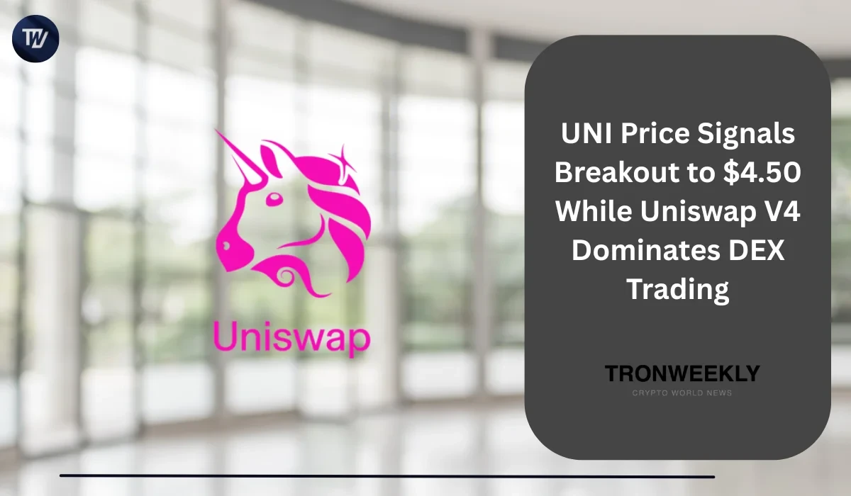 UNI Price Signals Breakout to $4.50 While Uniswap V4 Dominates DEX Trading