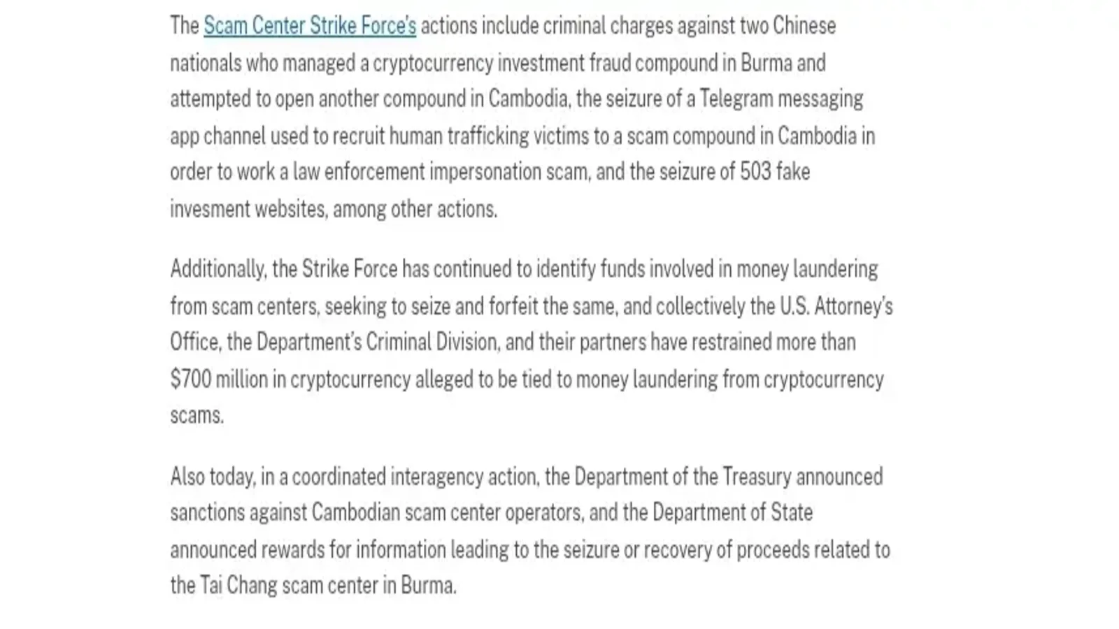 Details of the crypto scam operation.
Source: Justice.gov