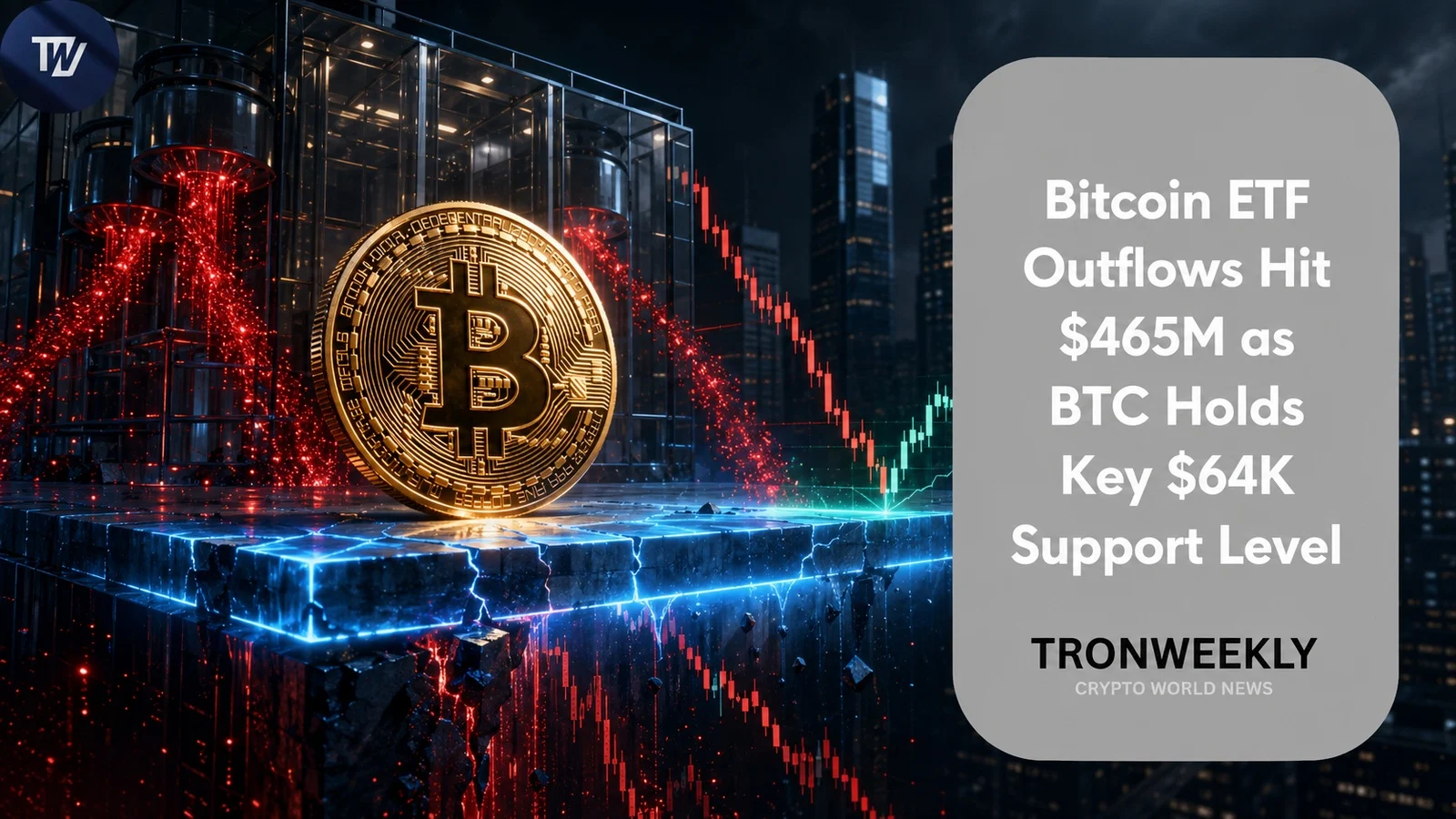 Bitcoin ETF Outflows Hit $465M as BTC Holds Key $64K Support Level