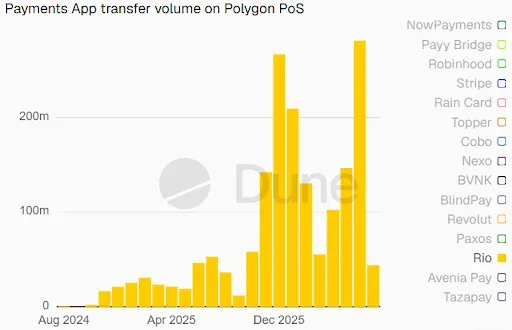 payment activity on the Polygon (POL) network