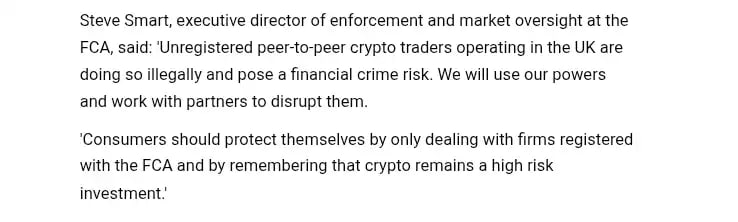 FCA Statement on the crackdown of Un-licensed crypto firms in the U.K

Source: FCA.ORG.UK