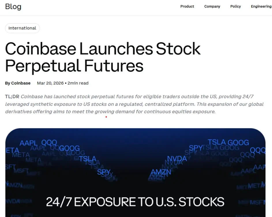 Coinbase launches stock perpetual