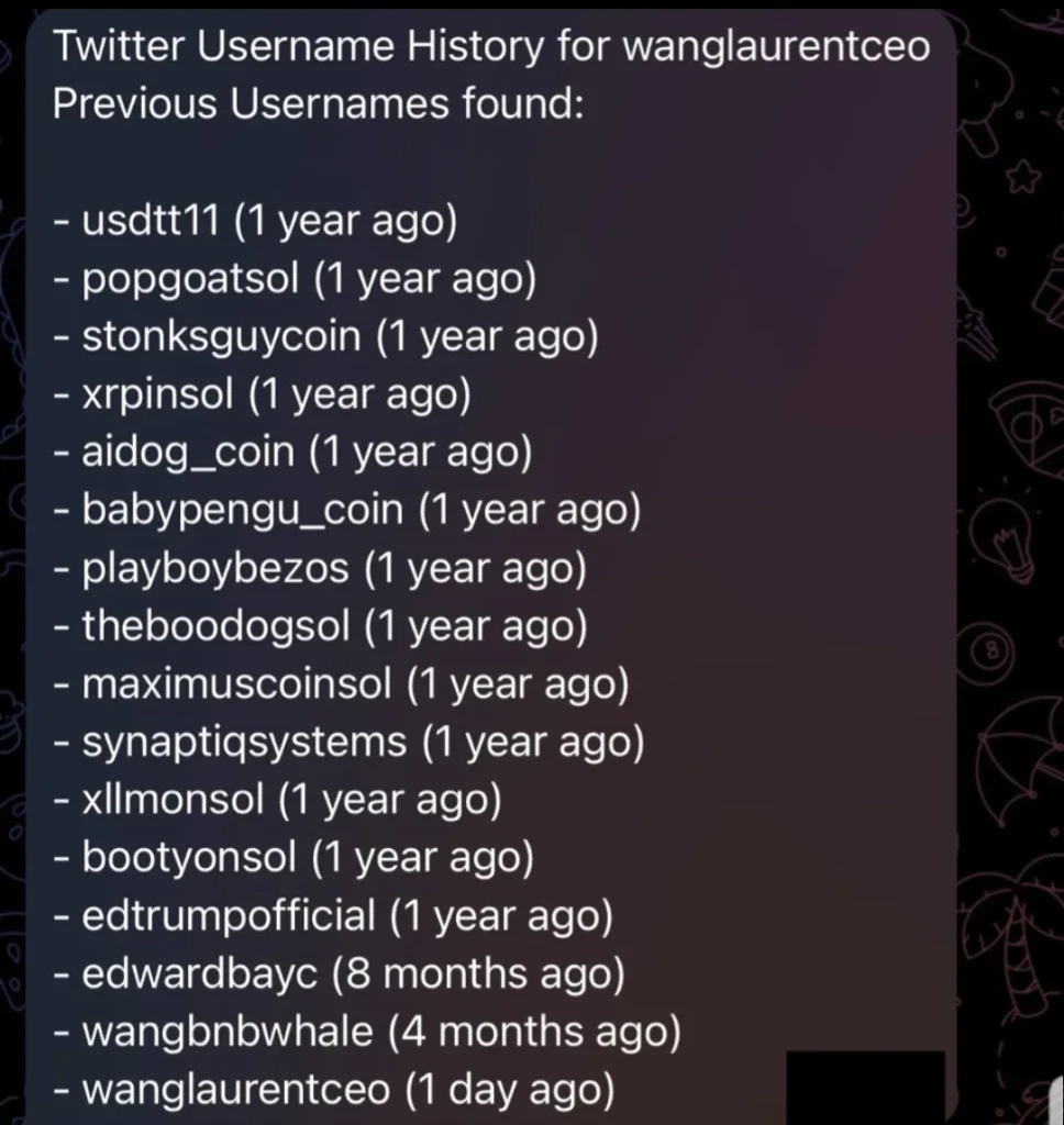 Names of the accounts linked to the X account crypto scam.

Source: ZachXBT 