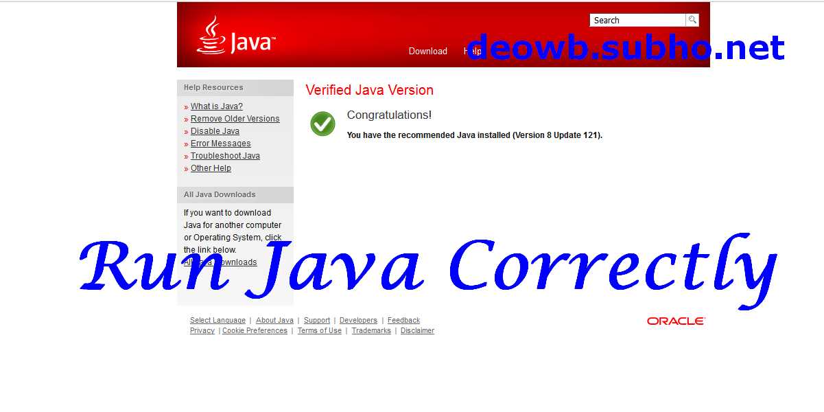 Run Java Correctly Deo West Bengal